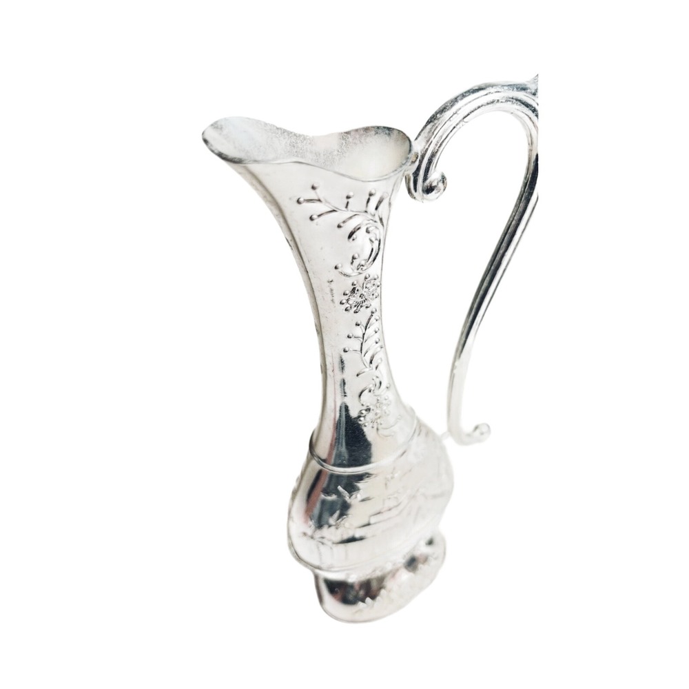 Unbranded Ornate Decorative Pitcher Ewer OS Silver Embossed Floral Scenic Home - Picture 6 of 8